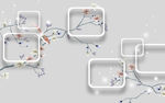 时尚手绘花鸟3D电视背景墙