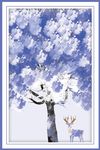 手绘淡彩树木装饰画