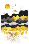 抽象黑金山水画客厅装饰画