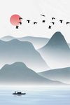 中式水墨山水意境手绘装饰画