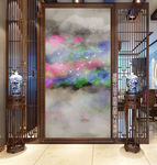 抽象彩色山水装饰画