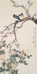 中式花鸟水墨画玄关屏风背景底纹
