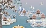 3D立体麋鹿发财树北欧简约浮雕