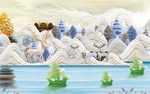 欧式发财树麋鹿一帆风顺背景墙