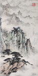 水墨国画山水玄关屏风背景底纹素