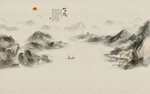 水墨江山山水国画中式玄关屏风背