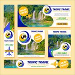 瀑布旅游景点横幅海报