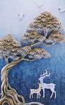 立体浮雕小鹿花鸟装饰画