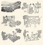 矢量中国传统制茶工坊写实