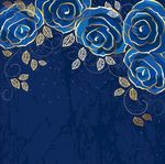 矢量蓝色金边花卉