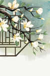 新中式民俗插画手绘花卉