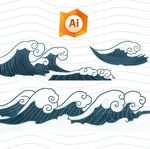 矢量日式海浪设计