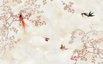 新中式石纹花鸟背景墙