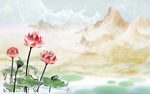 爱莲说石纹山水背景墙