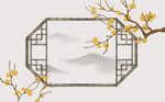 中式花鸟花枝背景墙