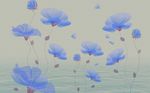 现代简约淡雅风蓝色花背景墙