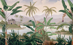 北欧现代手绘热带植物壁画