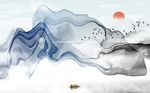 中国风抽象唯美水墨山水背景墙