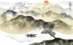 抽象线条水墨意境山水背景墙