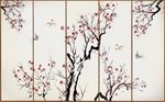 中式手绘梅花唯美花鸟背景墙