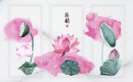 简约禅意水墨荷花壁画背景墙
