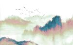 水墨新中式飞鸟山水意境背景墙