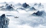 新中式水墨山水背景墙