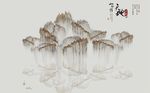 中式山水飞鸟宁静致远背景墙
