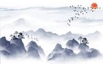 中式水墨山水背景墙