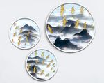 水墨意境飞鸟山水装饰画