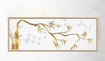 金箔质感手绘竹子飞鸟装饰画