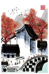 中国风文艺水墨淡彩民俗装饰画
