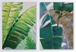 北欧油画金箔植物绿叶装饰画