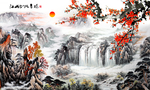 国画江山水墨中式艺术玄关屏风背