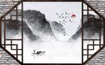 中式水墨山水画风景画背景墙
