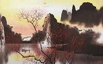 中国风水墨手绘复古山水背景墙