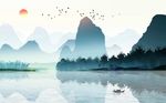 新中式水墨山水意境背景墙