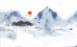 新中式意境水墨山水背景墙