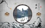中式仙鹤山远山创意背景墙