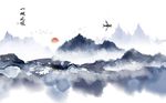 抽象山水意境壁画背景墙