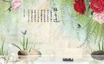 牡丹花风景背景墙