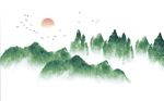 中式意境抽象水墨山水背景墙