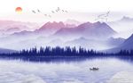 唯美水墨山水风景背景墙