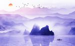 水墨意境山水风景背景墙