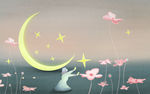 月亮 插画 黑夜 星空 意境