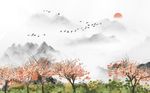 中式意境清山水背景墙