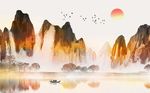 山水抽象唯美背景墙