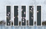 几何框梅花花枝树林背景墙