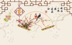 中国风创意扇子风景背景墙