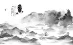 水墨千山抽象山水背景墙